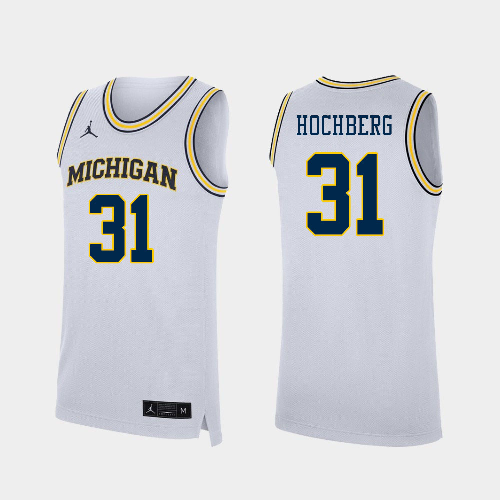 Men #31 Harrison Hochberg Michigan Wolverines College Basketball Jerseys Stitched Sale-White